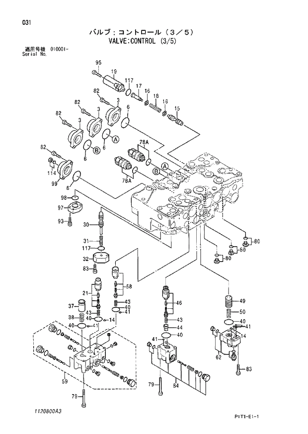 Схема запчастей Hitachi ZX160LC-3 - 031_VALVE;CONTROL (3_5) (010001 -). 03 VALVE