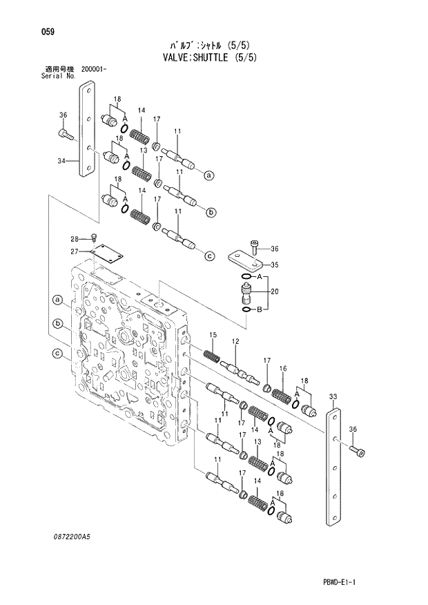 Схема запчастей Hitachi ZX210LCK-3G - 059 VALVE;SHUTTLE (5-5) 03 VALVE