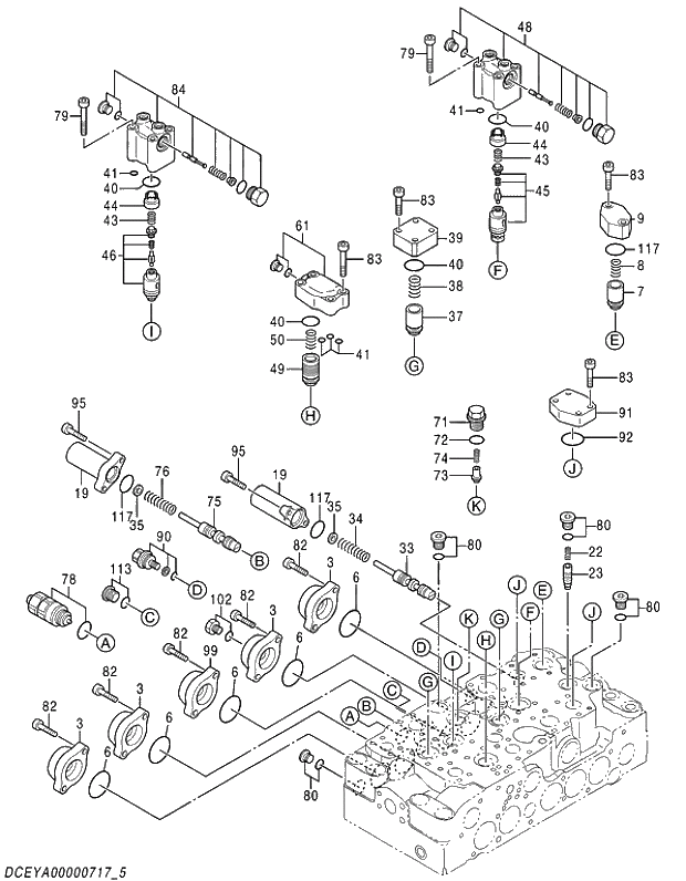 Схема запчастей Hitachi ZX250K-5G - 005 VALVE;CONTROL (5-5) 03 VALVE