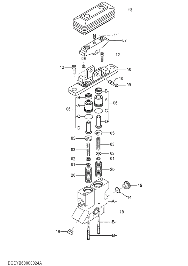 Схема запчастей Hitachi ZX240-5G - 008 VALVE;PILOT 03 VALVE