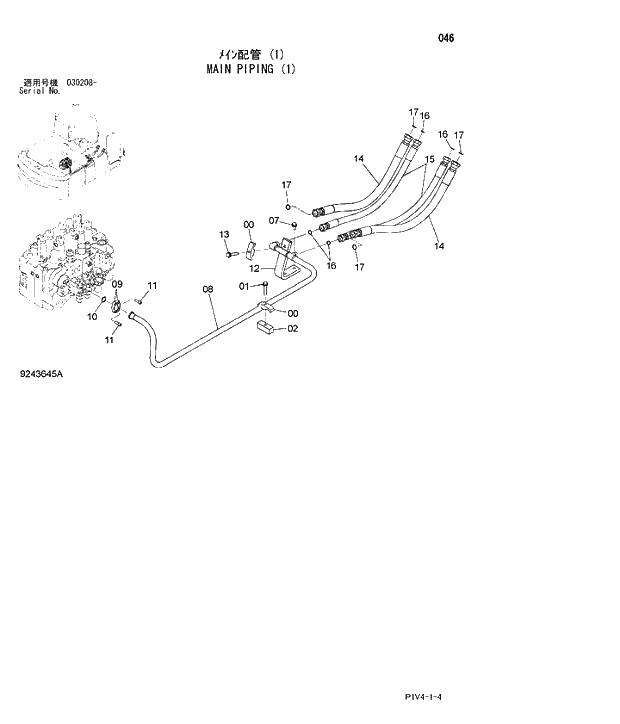 Схема запчастей Hitachi ZX280LCN-3 - 046 MAIN PIPING (1). 01 UPPERSTRUCTURE