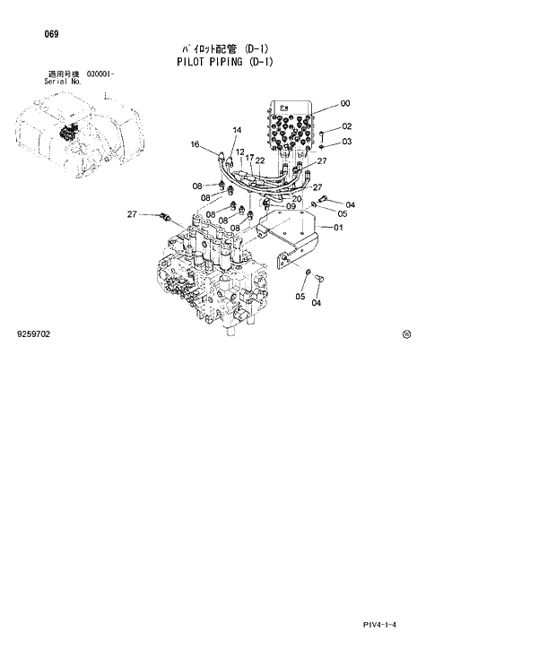 Схема запчастей Hitachi ZX270LC-3 - 069 PILOT PIPING (D-1). 01 UPPERSTRUCTURE