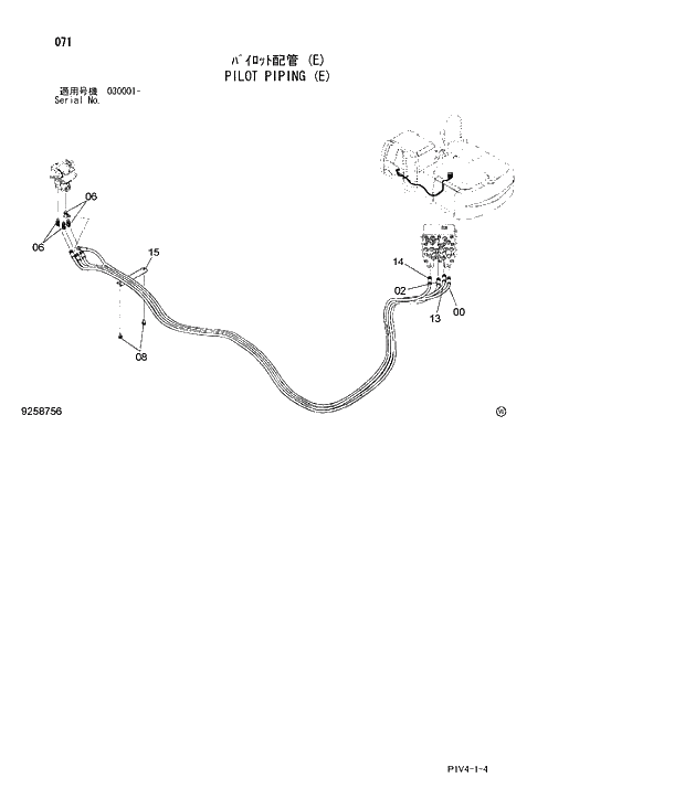 Схема запчастей Hitachi ZX280LC-3 - 071 PILOT PIPING (E). 01 UPPERSTRUCTURE