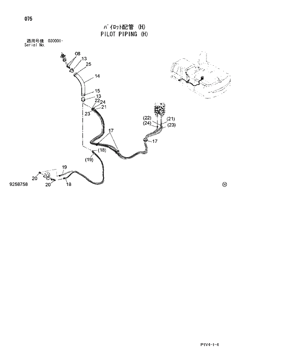 Схема запчастей Hitachi ZX280LC-3 - 075 PILOT PIPING (H). 01 UPPERSTRUCTURE