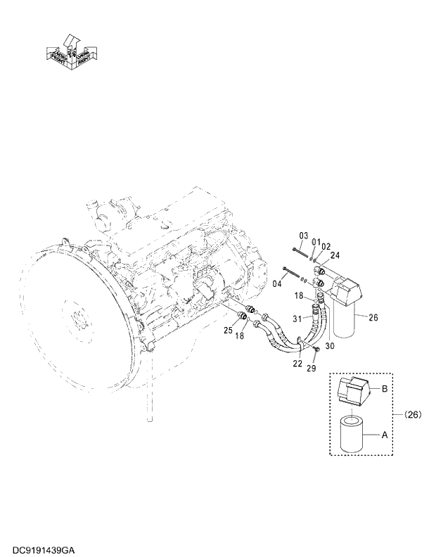 Схема запчастей Hitachi ZX350LCK-3G - 007 OIL FILTER PIPING. 01 UPPERSTRUCTURE
