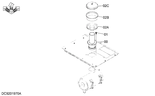 Схема запчастей Hitachi ZX350LCK-3G - 021 PRE-CLEANER. 01 UPPERSTRUCTURE