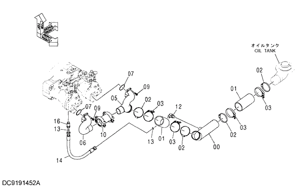 Схема запчастей Hitachi ZX350H-3G - 034 SUCTION PIPING. 01 UPPERSTRUCTURE