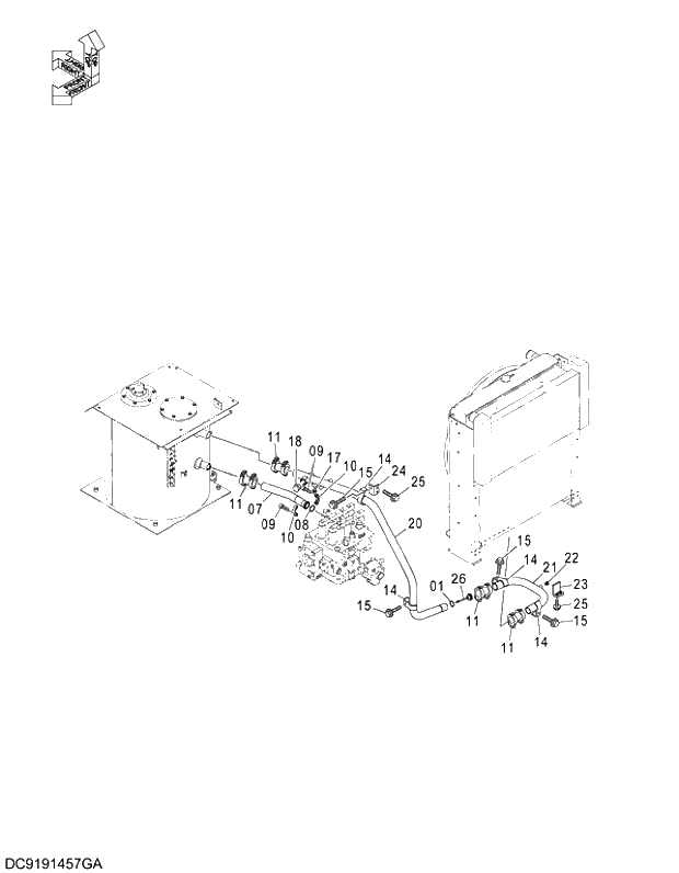 Схема запчастей Hitachi ZX350LCK-3G - 036 RETURN PIPING (1). 01 UPPERSTRUCTURE