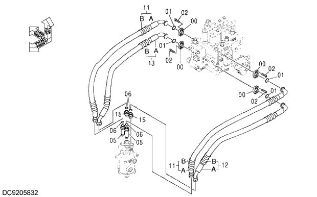 Схема запчастей Hitachi ZX330-3G - 043 MAIN PIPING (4). 01 UPPERSTRUCTURE