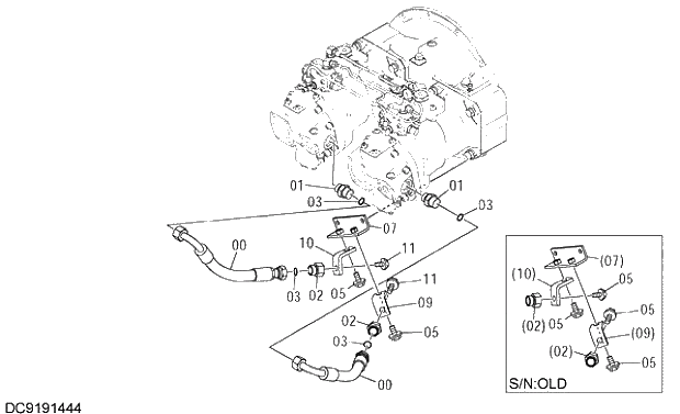 Схема запчастей Hitachi ZX350LCK-3G - 045 SIDE BRANCH PIPING. 01 UPPERSTRUCTURE
