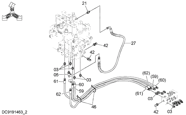 Схема запчастей Hitachi ZX350LCK-3G - 062 PILOT PIPING (5-2). 01 UPPERSTRUCTURE