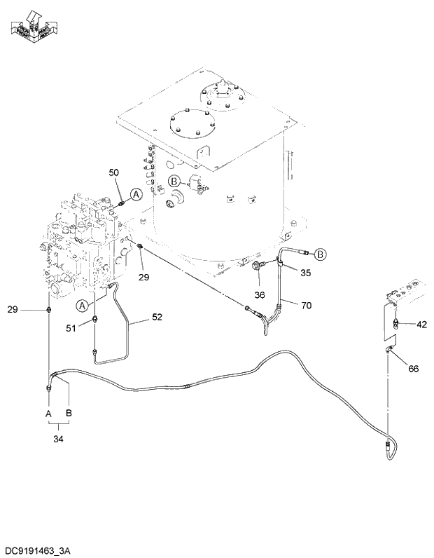 Схема запчастей Hitachi ZX350LCK-3G - 063 PILOT PIPING (5-3). 01 UPPERSTRUCTURE