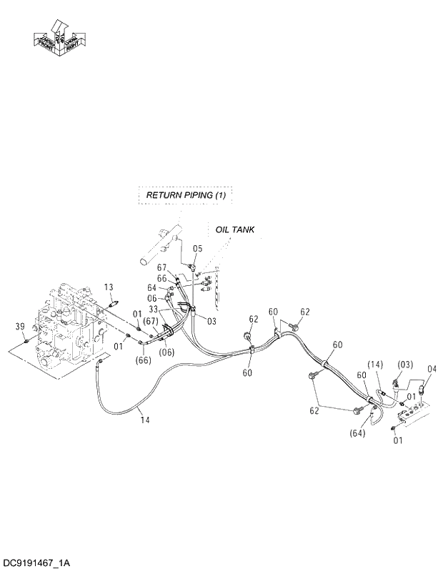 Схема запчастей Hitachi ZX350LCK-3G - 068 PILOT PIPING (10-1). 01 UPPERSTRUCTURE