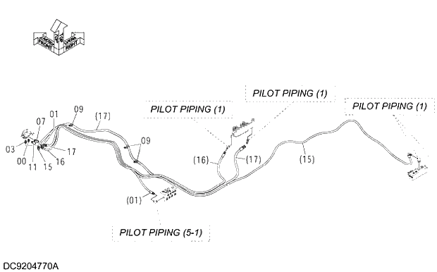 Схема запчастей Hitachi ZX350LCK-3G - 070 PILOT PIPING (11). 01 UPPERSTRUCTURE