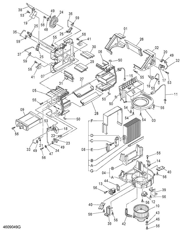 Схема запчастей Hitachi ZX350LCK-3G - 092 AIR-CONDITIONER UNIT 01 UPPERSTRUCTURE