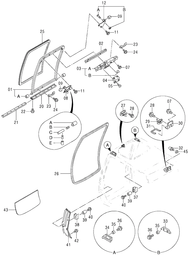 Схема запчастей Hitachi ZX350LCK-3G - 110 CAB (4) 01 UPPERSTRUCTURE