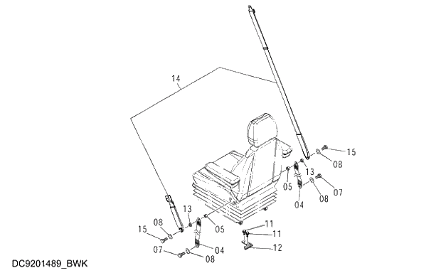 Схема запчастей Hitachi ZX350LCH-3G - 122 SEAT BELT (SUSPENSION SEAT) 01 UPPERSTRUCTURE