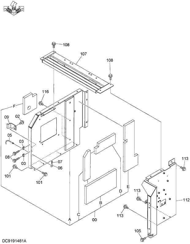 Схема запчастей Hitachi ZX350LCK-3G - 129 COVER (5) 01 UPPERSTRUCTURE