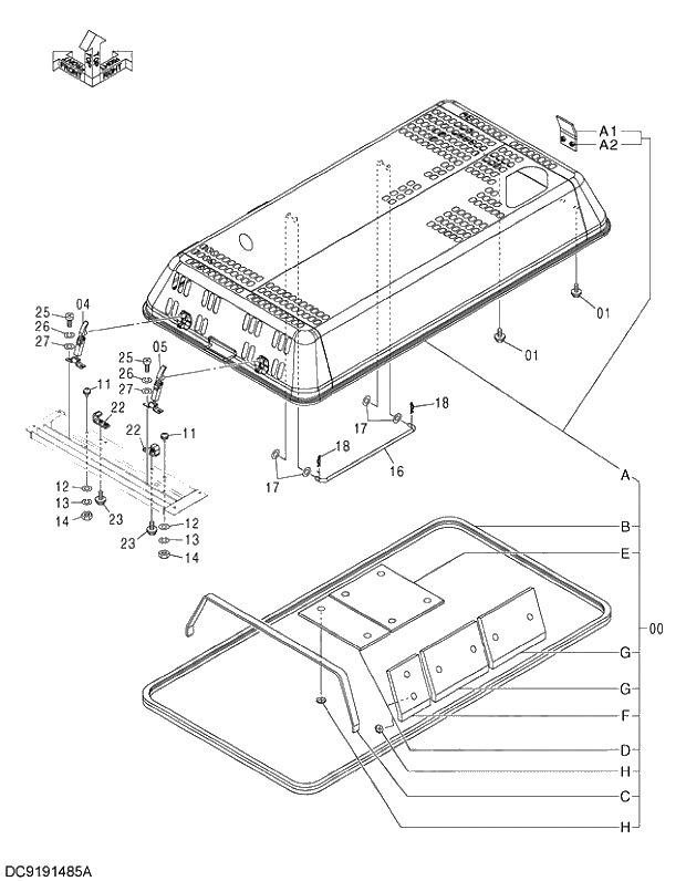 Схема запчастей Hitachi ZX350LCK-3G - 137 ENGINE COVER 01 UPPERSTRUCTURE