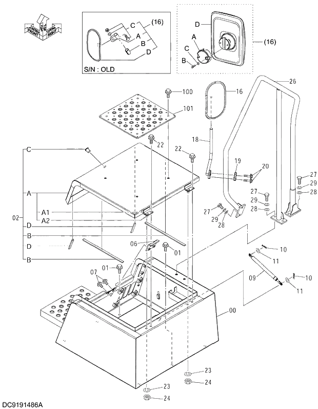 Схема запчастей Hitachi ZX350LCK-3G - 138 TOOL BOX COVER 01 UPPERSTRUCTURE