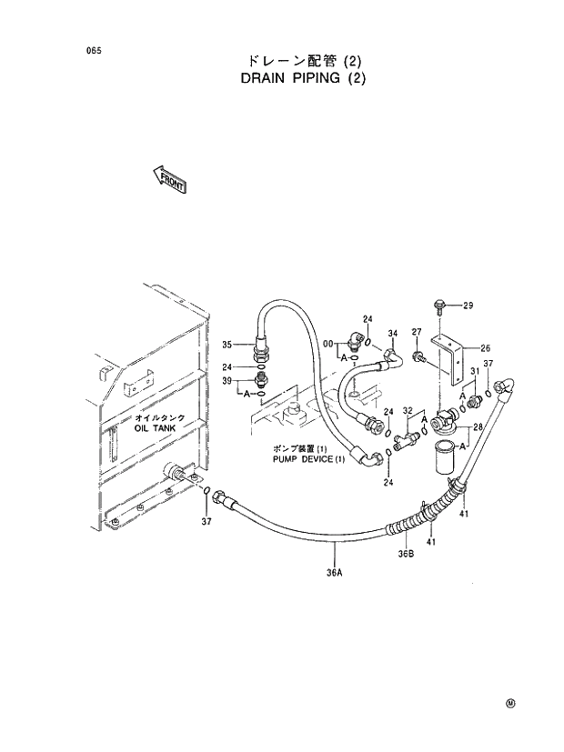 Схема запчастей Hitachi EX450H-5 - 065 DRAIN PIPING (2) 01 UPPERSTRUCTURE