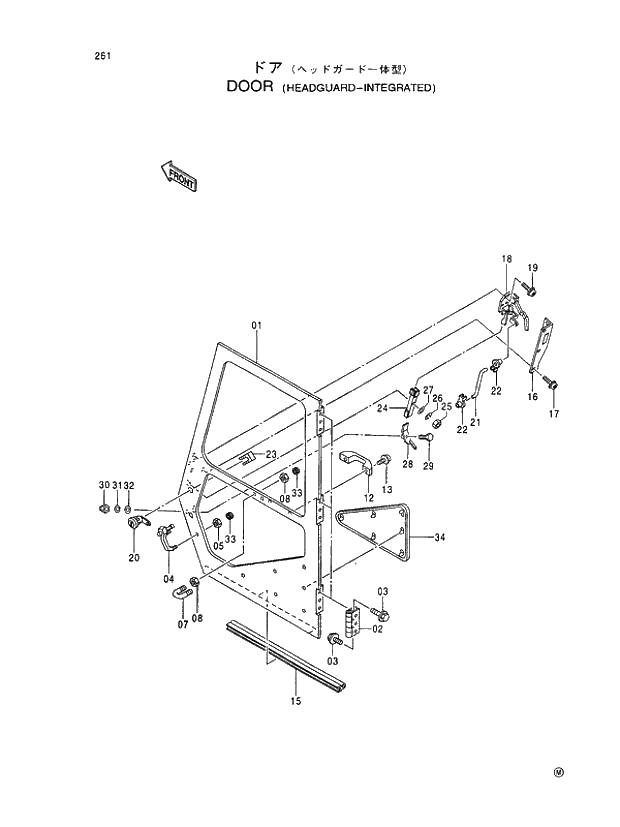 Схема запчастей Hitachi EX400LC-5 - 261 DOOR (HEADGUARD-INTEGRATED) 01 UPPERSTRUCTURE