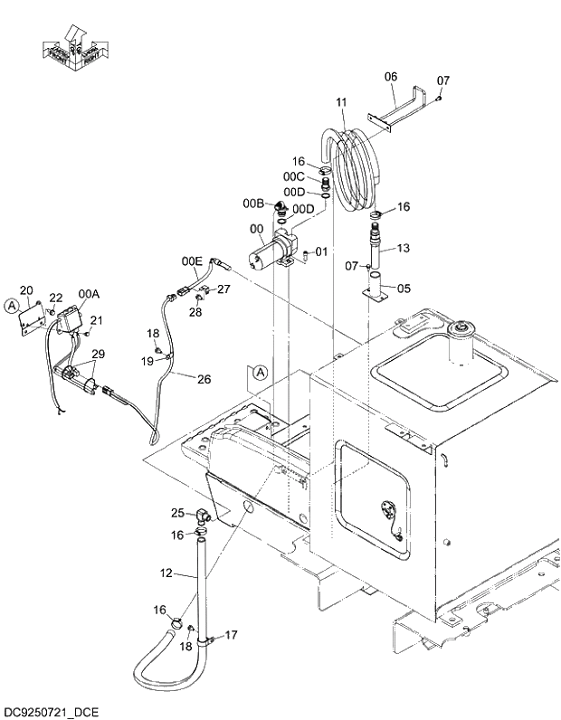 Схема запчастей Hitachi ZX250K-5G - 001 AUTO FUEL FILLING DEVICE 13 ETC