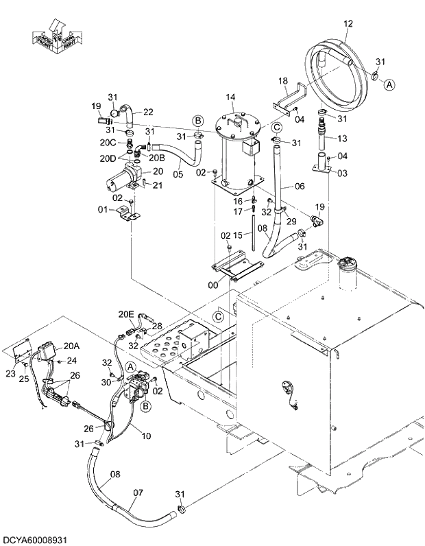 Схема запчастей Hitachi ZX250K-5G - 002 AUTO FUEL FILLING DEVICE (FLASHING CIRCUIT ) 13 ETC