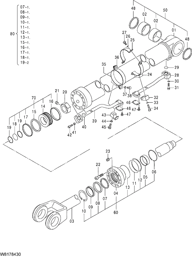 Схема запчастей Hitachi ZW310A - 003 CYLINDER LIFT(R). 04 CYLINDER