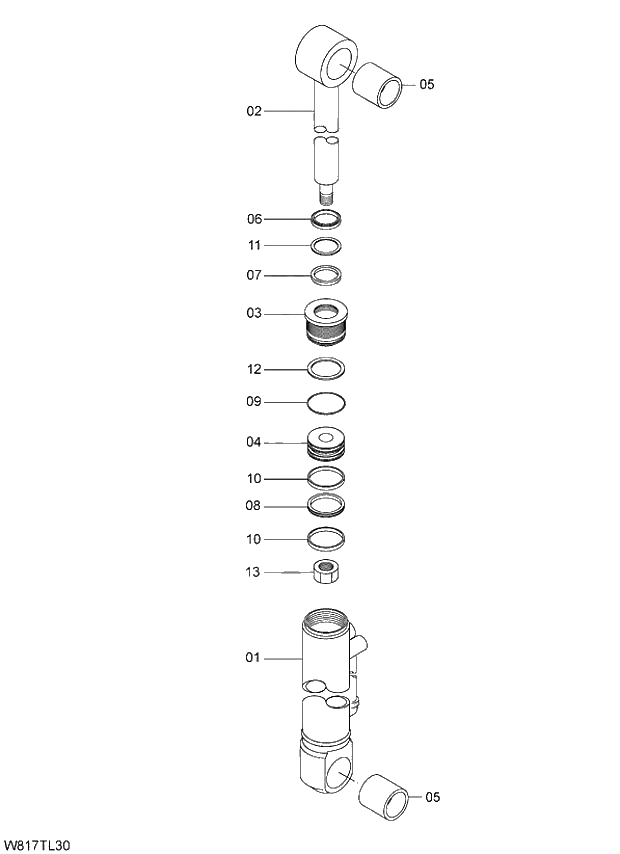 Схема запчастей Hitachi ZW310A - 005 CYLINDER CLAMP(TLZ091). 04 CYLINDER