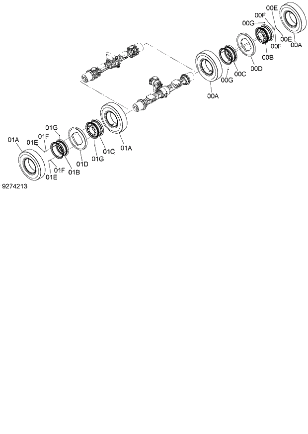 Схема запчастей Hitachi ZX140W-3 - 220 TIRE ( CEB CED 002001-, CEA 020001-). 02 UNDERCARRIAGE