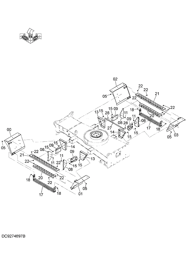 Схема запчастей Hitachi ZX140W-3 - 226 STEP ( CEB CED 002001-, CEA 020001-). 02 UNDERCARRIAGE
