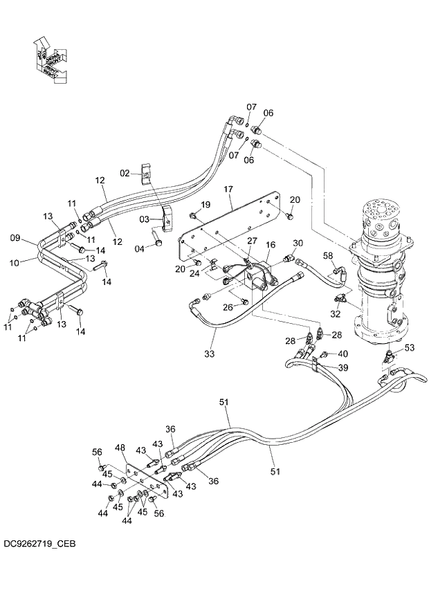 Схема запчастей Hitachi ZX140W-3 - 234 BLADE,OUTRIGGER PIPING (REAR SIDE) ( CEB CED 002001-005000, CEA 020001-050000). 02 UNDERCARRIAGE