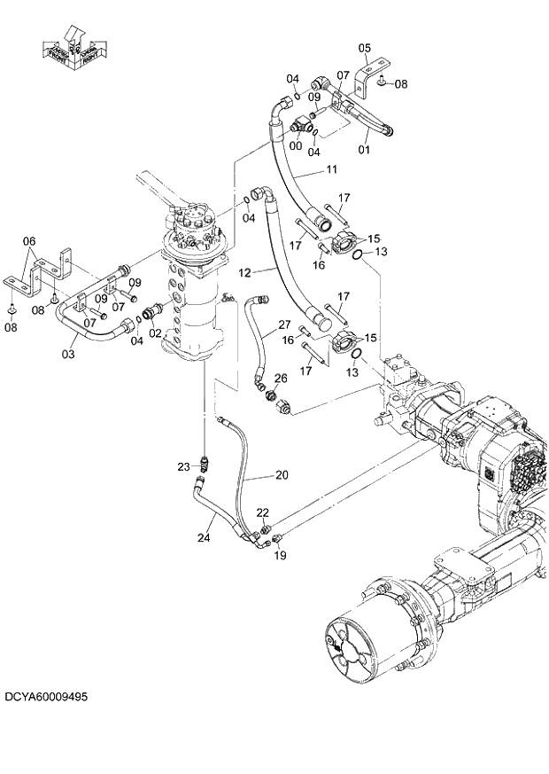Схема запчастей Hitachi ZX140W-3 - 244 TRAVEL PIPING ( CEB CED 005001-, CEA 050001-). 02 UNDERCARRIAGE