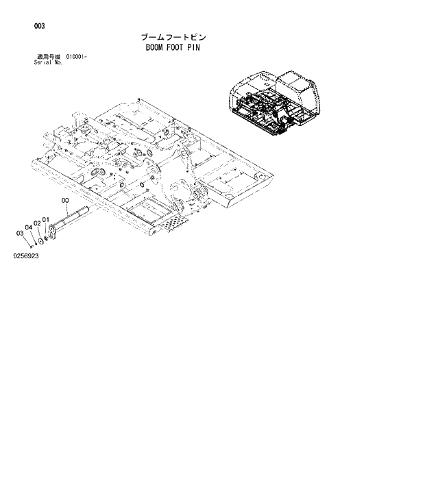 Схема запчастей Hitachi ZX180W-3 - 003 BOOM FOOT PIN. 01 UPPERSTRUCTURE