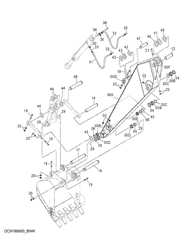 Схема запчастей Hitachi ZX250LCK-3G - 004 ARM 3.61m 03 FRONT-END ATTACHMENTS