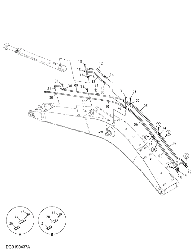 Схема запчастей Hitachi ZX250LCK-3G - 007 FRONT PIPING 03 FRONT-END ATTACHMENTS