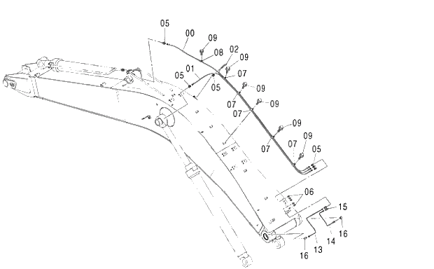 Схема запчастей Hitachi ZX250LCK-3G - 012 LUBRICATE PIPING 03 FRONT-END ATTACHMENTS