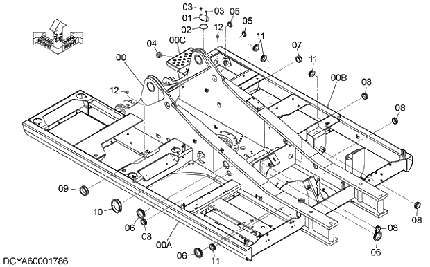 Схема запчастей Hitachi ZX250K-5G - 001 FRAME. 01 FRAME,COVER