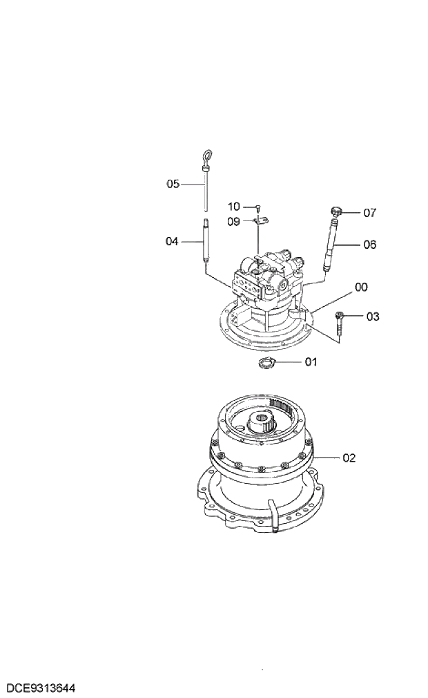 Схема запчастей Hitachi ZX280LC-5G - 001 SWING DEVICE 02 MOTOR