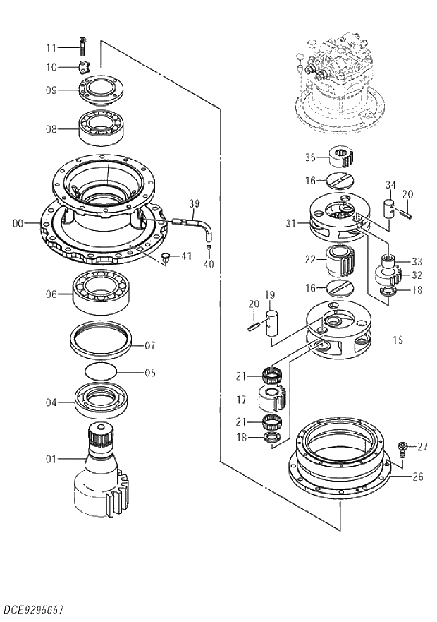 Схема запчастей Hitachi ZX280LC-5G - 003 T.MISSION (SWING) 02 MOTOR