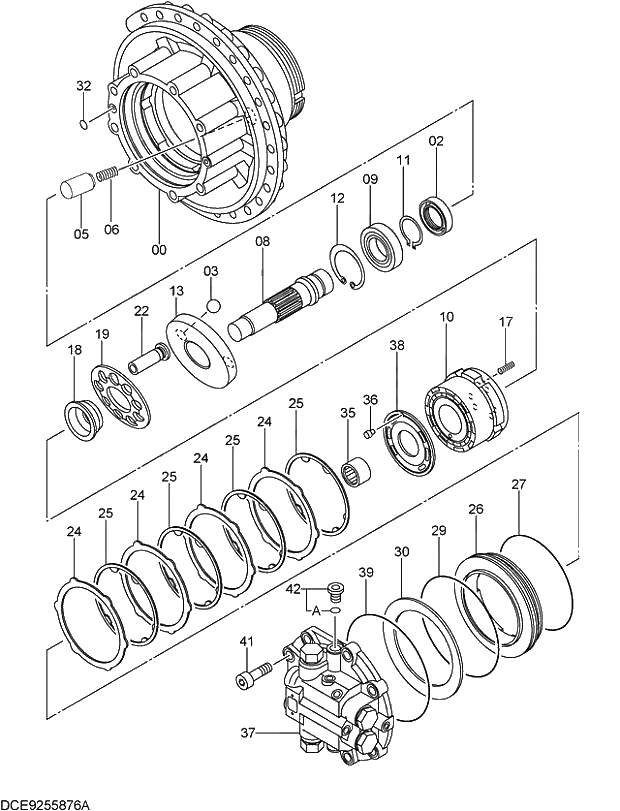 Схема запчастей Hitachi ZX280LC-5G - 005 MOTOR;OIL (TRAVEL) 02 MOTOR