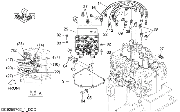 Схема запчастей Hitachi ZX250K-5G - 005 PILOT PIPING (4-1) 06 HYDRAULIC PIPING (PILOT)