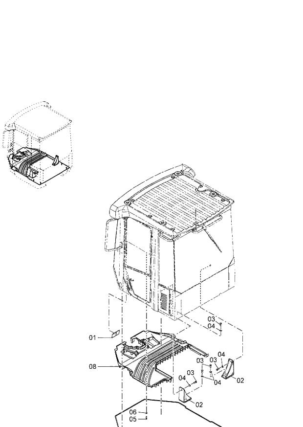 Схема запчастей Hitachi ZW220 - 082_CAB SUPPORT (000101-004999, 005101-). 04 CAB