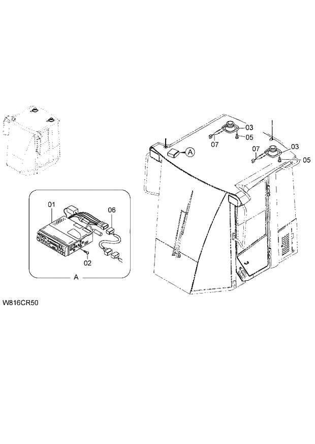 Схема запчастей Hitachi ZW220 - 089_STEREO 6CG,HCG (CRS001) (005101-007999). 04 CAB