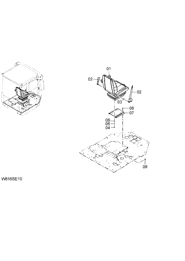 Схема запчастей Hitachi ZW220 - 108_SUSPENSION SEAT(KAB)(SET001) (000101-004999, 005101-). 04 CAB