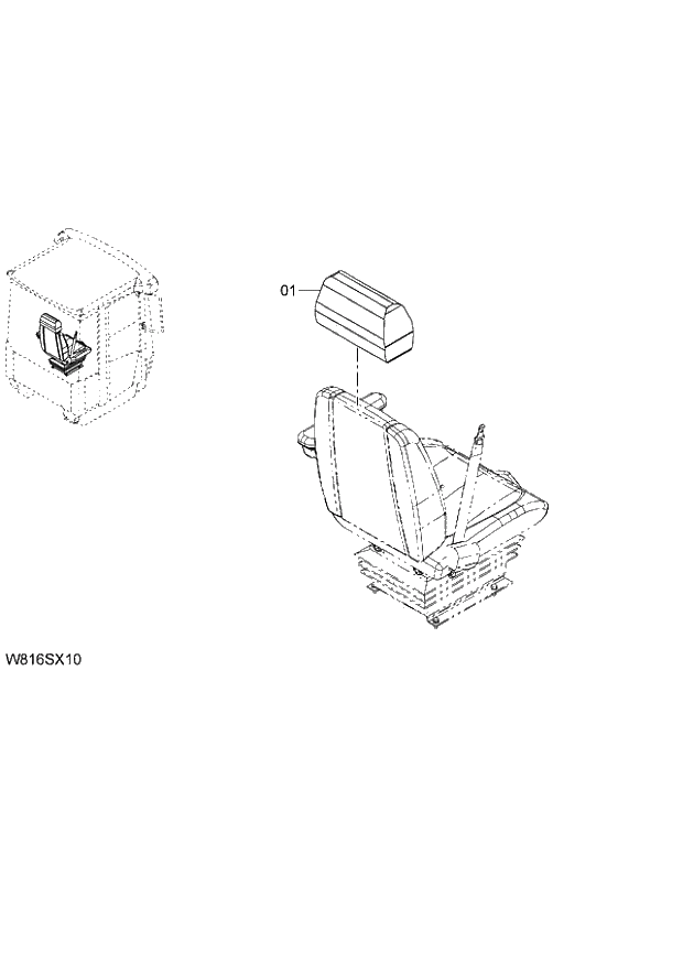 Схема запчастей Hitachi ZW220 - 109_HEAD REST(KAB)(SET011) (000101-004999, 005101-). 04 CAB