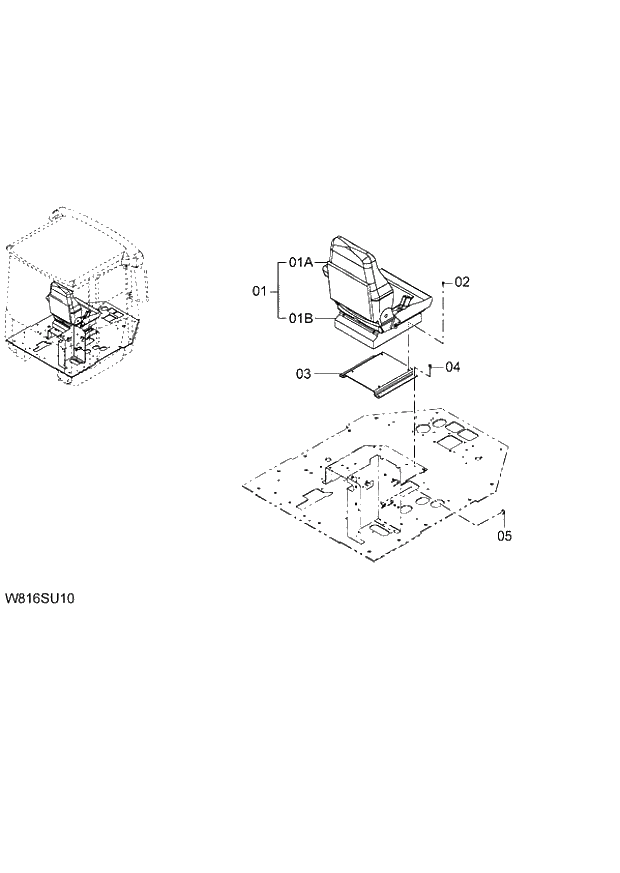 Схема запчастей Hitachi ZW220 - 110_SUSPENSION SEAT(GRAMMER)(SET003) (000101-004999, 005101-). 04 CAB