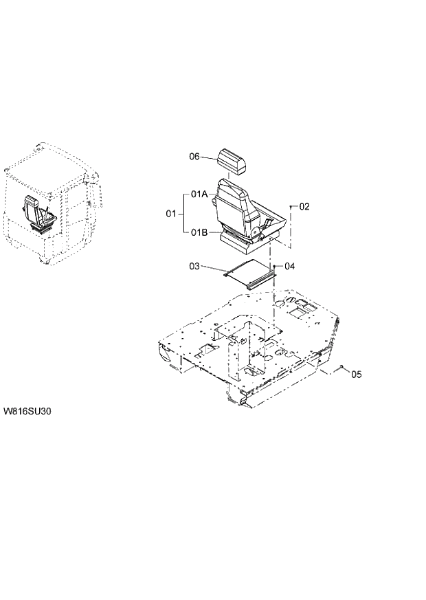 Схема запчастей Hitachi ZW220 - 114_SUSPENSION SEAT WITH HEAD REST(NO LOGO)(GRAMMER)(SET005) (000101-004999, 005101-). 04 CAB