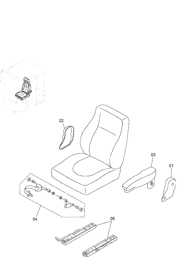 Схема запчастей Hitachi ZW220 - 119_SEAT(GRAMMER) (000101-004999, 005101-). 04 CAB